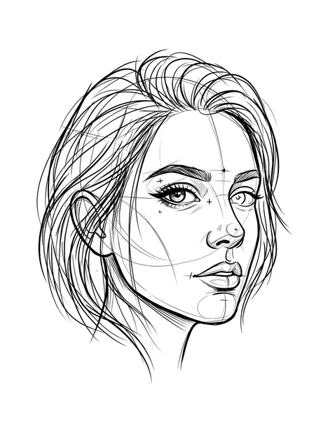 Black and grey sketch woman portrait tattoo design