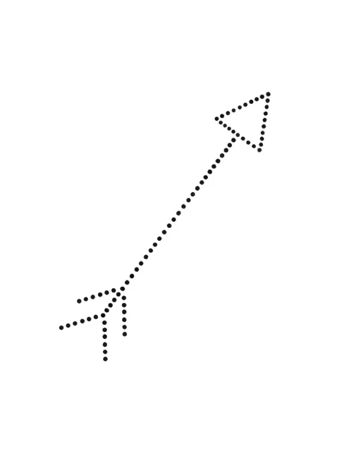 Black and grey stick and poke arrow tattoo design
