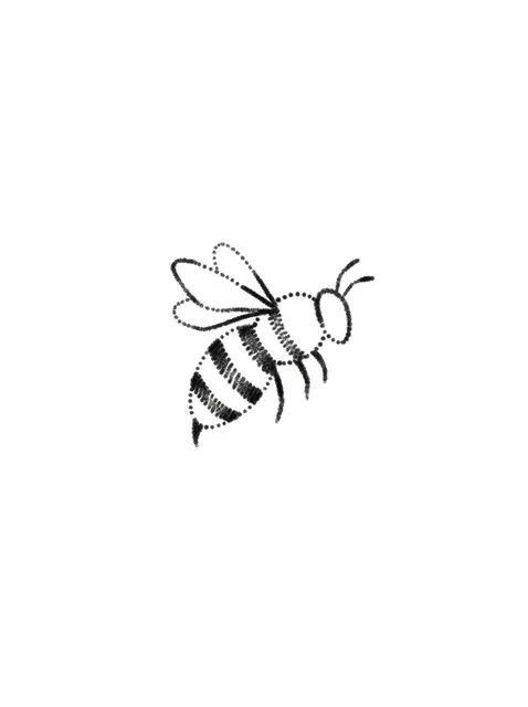 Black and grey stick and poke bee tattoo design