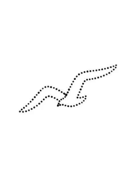 Black and grey stick and poke bird tattoo design: a bird in flight