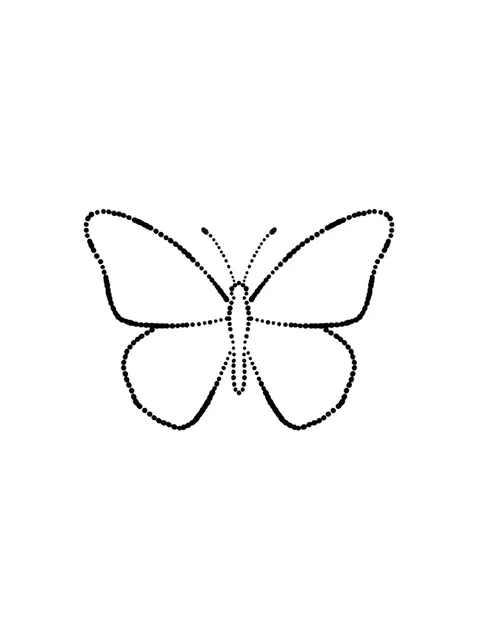 Black and grey stick and poke butterfly tattoo design