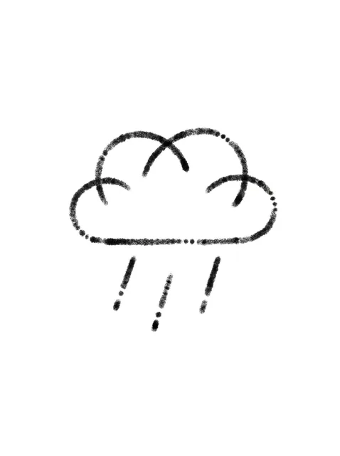 Black and grey stick and poke cloud tattoo design: a simple cloud with falling rain