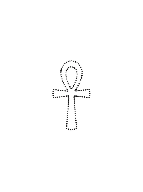 Black and grey stick and poke egyptian and ankh tattoo design