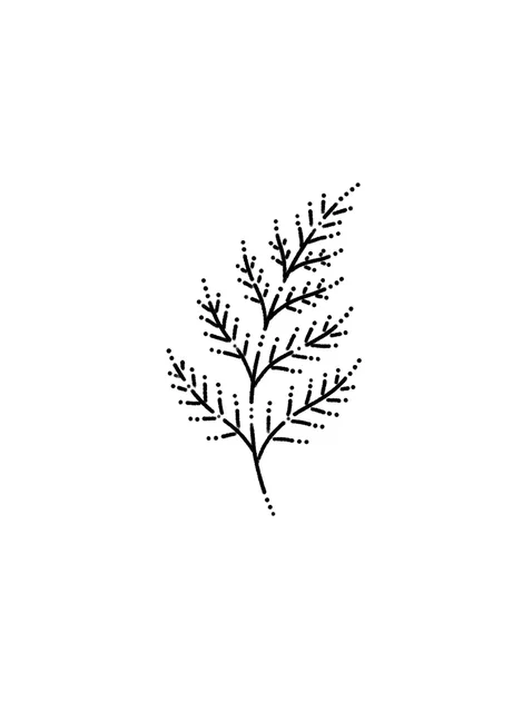 Black and grey stick and poke fern tattoo design