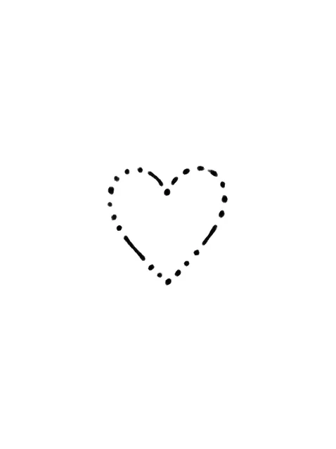 Black and grey stick and poke filler and heart tattoo design