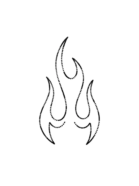Black and grey stick and poke fire tattoo design