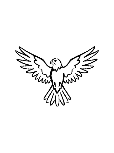 Black and grey stick and poke hawk tattoo design