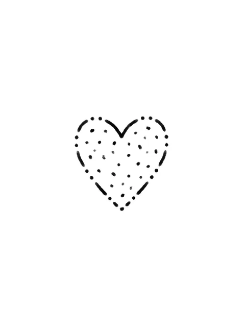 Black and grey stick and poke heart tattoo design