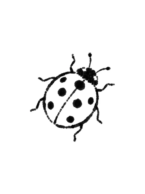 Black and grey stick and poke ladybug tattoo design