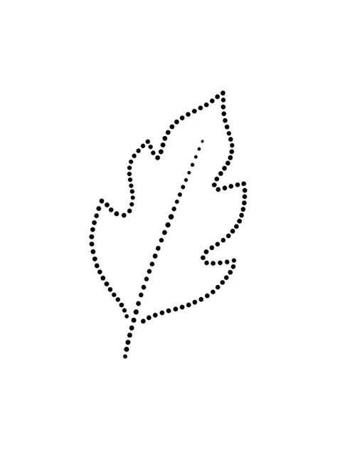 Black and grey stick and poke leaf tattoo design: a single leaf