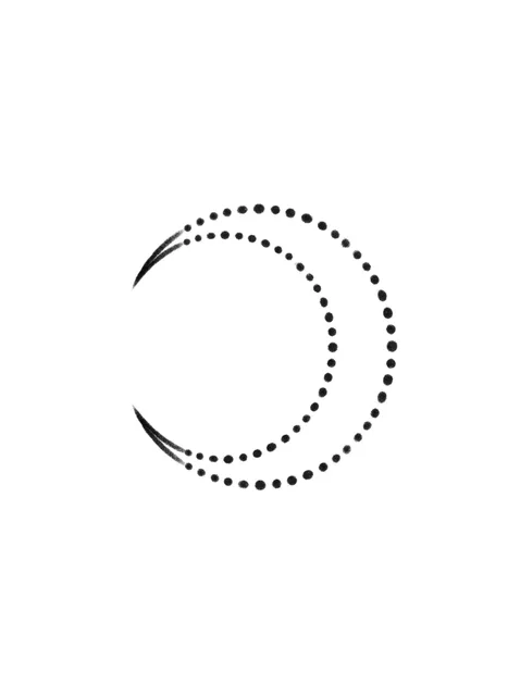 Black and grey stick and poke moon tattoo design: a delicate, textured look