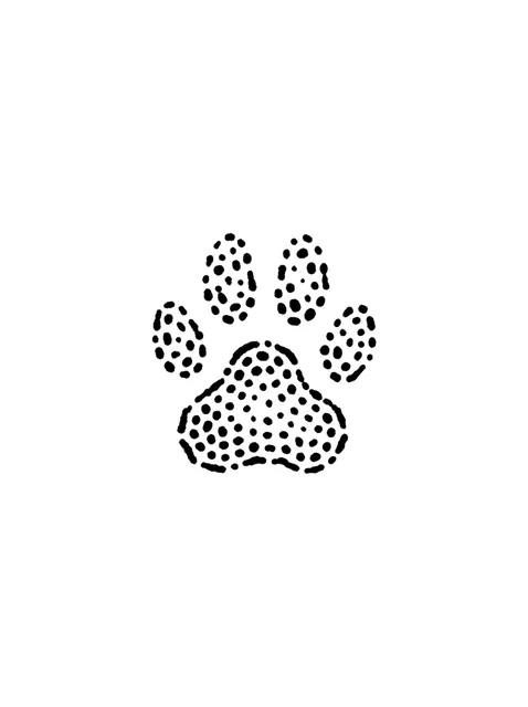 Black and grey stick and poke paw tattoo design
