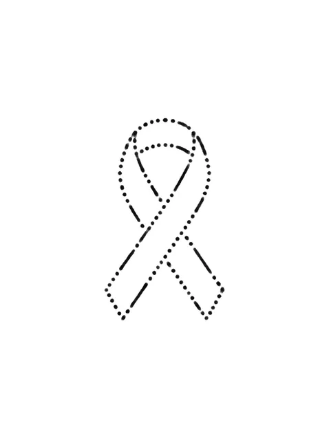 Black and grey stick and poke ribbon tattoo design