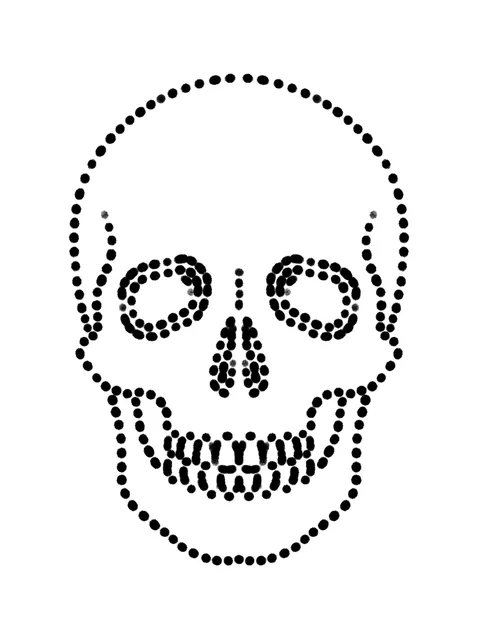 Black and grey stick and poke skull tattoo design