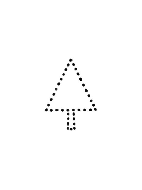Black and grey stick and poke tree tattoo design: a simple Christmas tree shape
