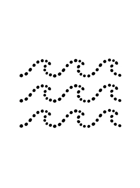 Black and grey stick and poke wave tattoo design: three parallel, undulating wave patterns