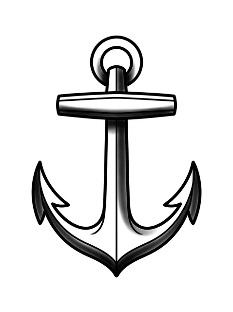 Black and grey traditional anchor tattoo design