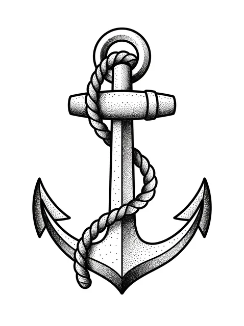 Black and grey traditional anchor tattoo design