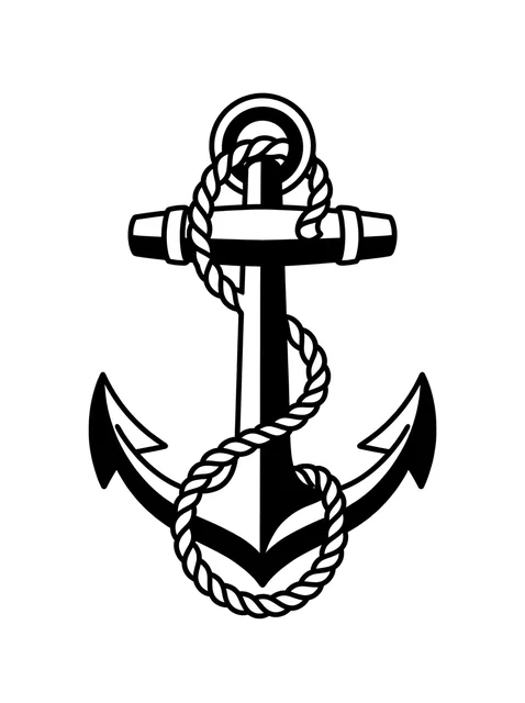 Black and white traditional anchor tattoo design