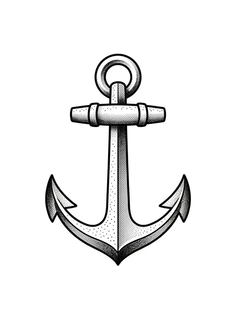 Black and grey traditional anchor tattoo design