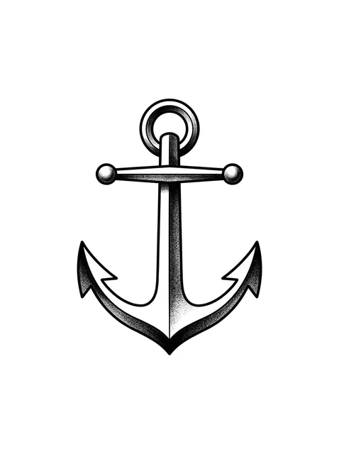 Black and grey traditional anchor tattoo design
