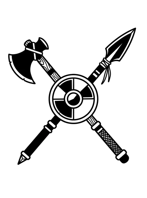 traditional axe tattoo design, black and grey