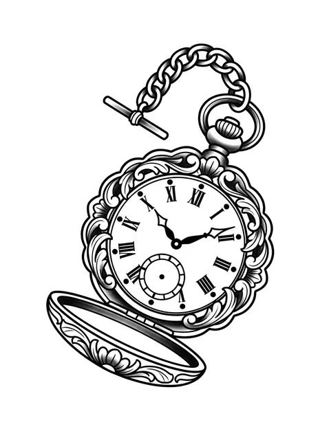 traditional Clock tattoo design, black and grey