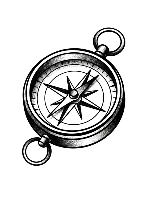 Black and grey traditional compass tattoo design