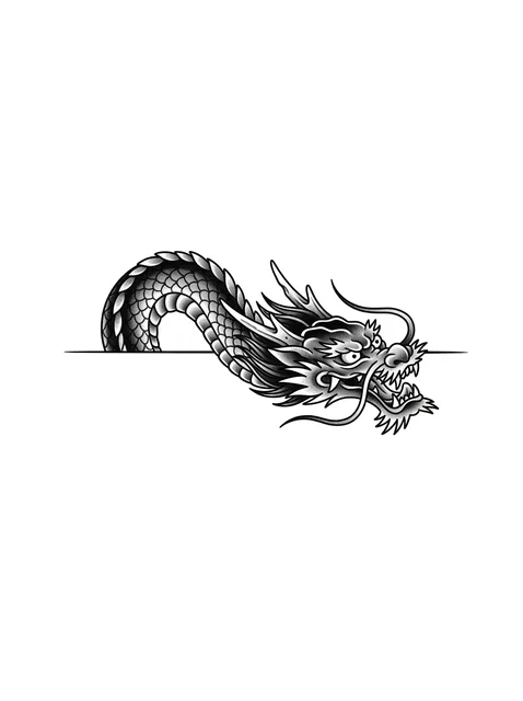 Black and grey traditional dragon tattoo design