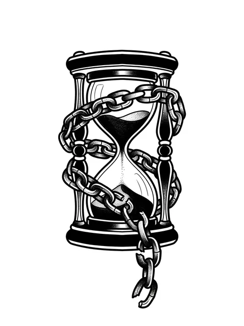 Black and grey traditional hourglass tattoo design