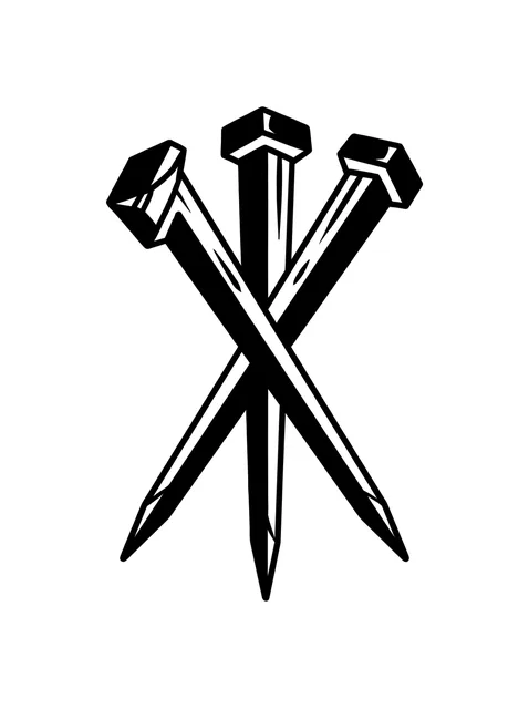 traditional nails tattoo design, black and grey