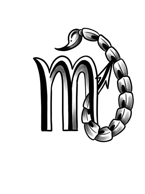 Black and grey traditional scorpion and scorpio tattoo design: the Scorpio zodiac symbol