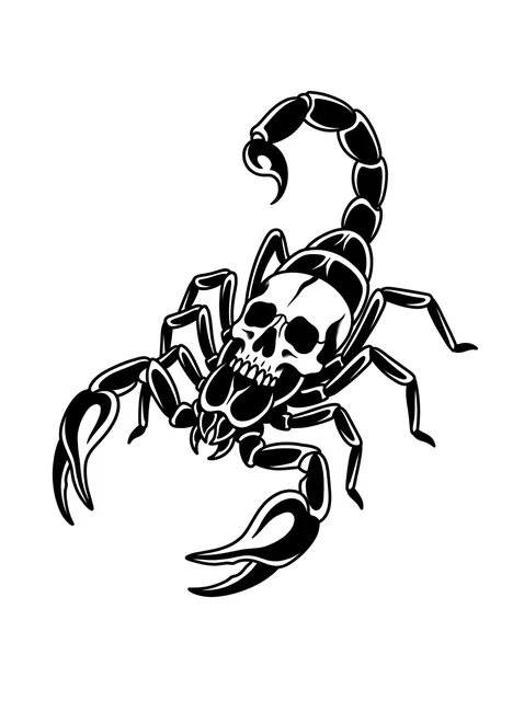 Black and grey traditional scorpion and skull tattoo design