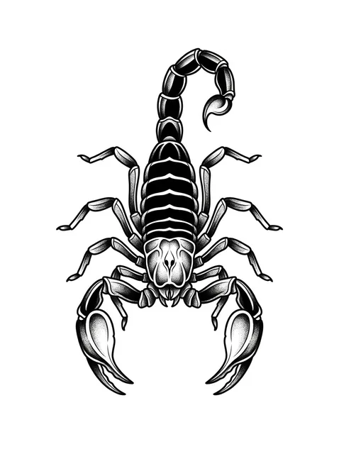 Black and grey traditional scorpion tattoo design