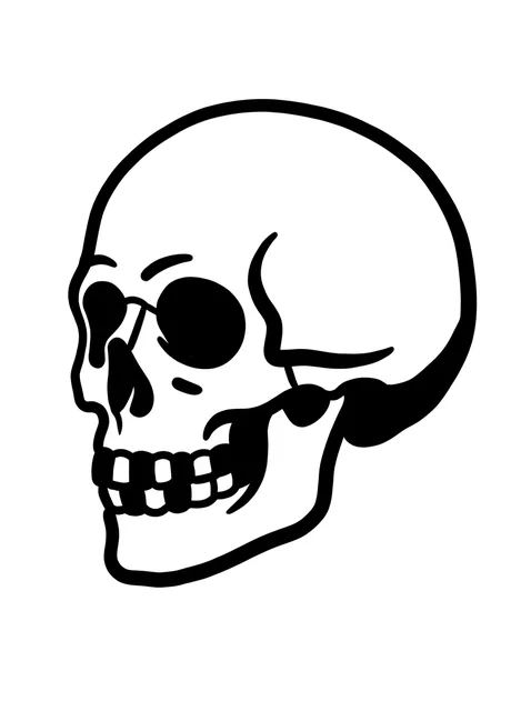 Black and grey traditional skull tattoo design