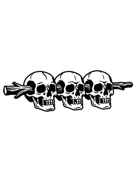 traditional Skull tattoo design, black and grey