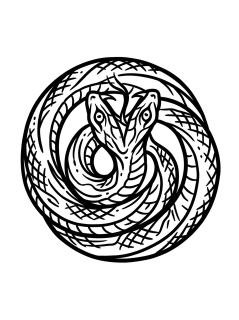 Black and grey traditional ouroboros and snake tattoo design