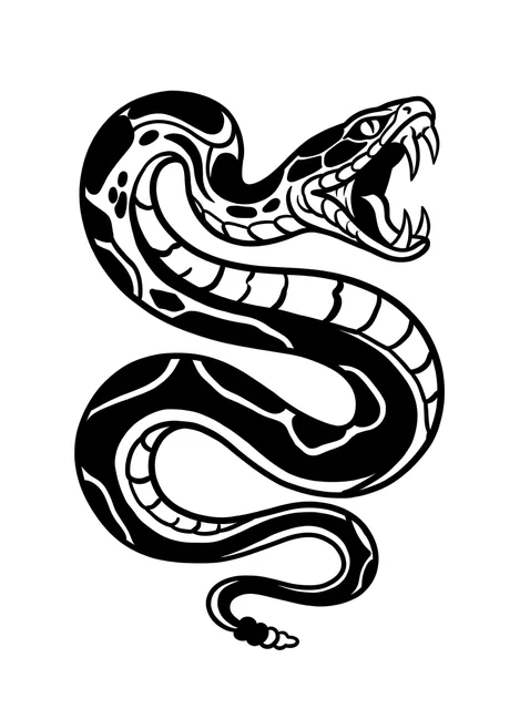 Black and grey traditional snake tattoo design