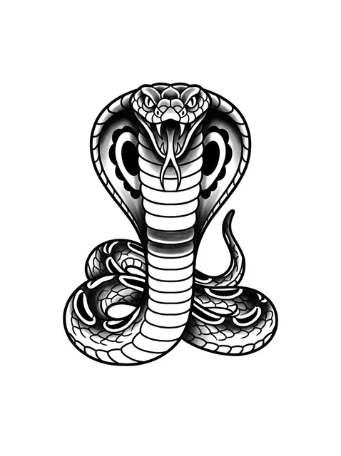 Black and grey traditional snake tattoo design