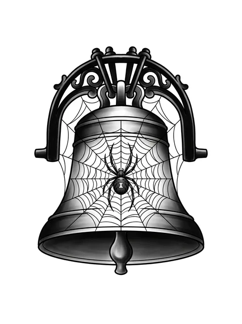 Black and grey traditional spider and web tattoo design