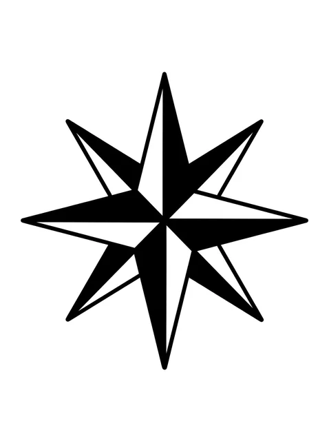 traditional Star tattoo design, black and grey