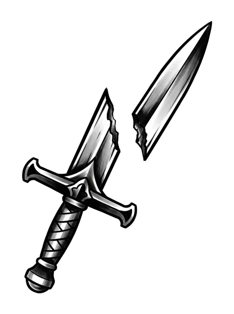 Black and grey traditional sword tattoo design