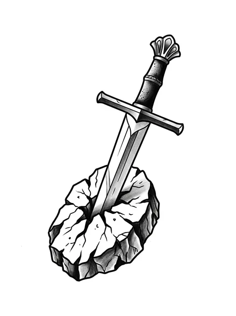 Black and grey traditional sword tattoo design