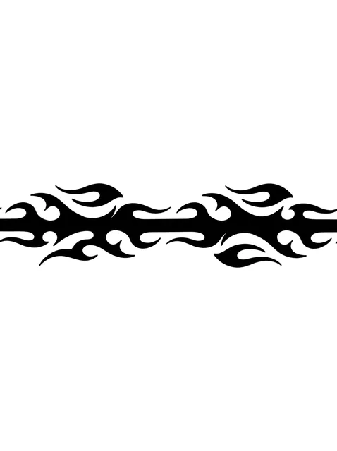 Black and white tribal armband and fire tattoo design