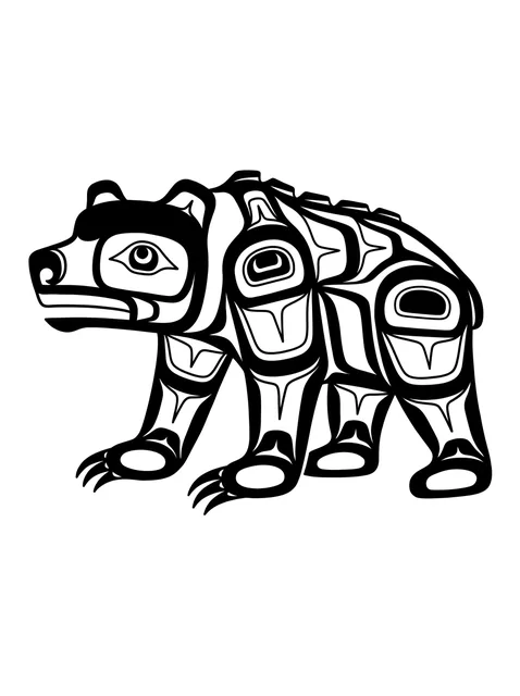 Black and white tribal bear tattoo design