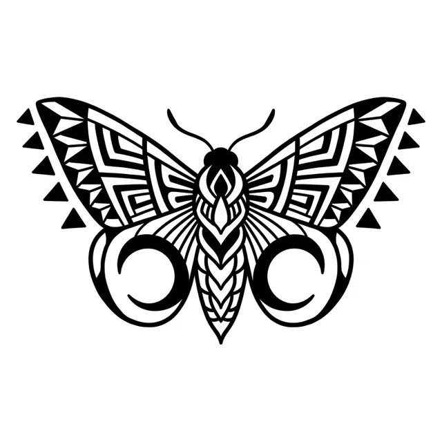 Black and grey tribal butterfly tattoo design