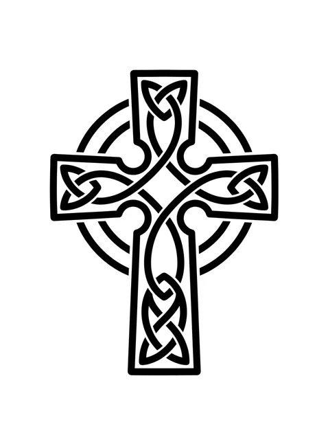 Black and white tribal cross tattoo design