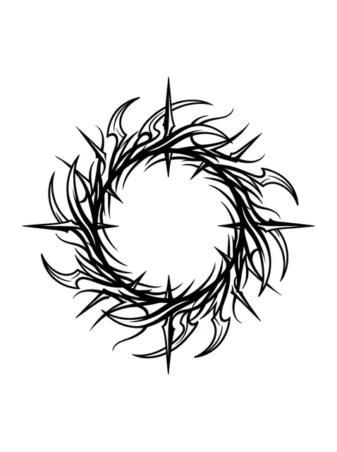 Black and white tribal crown tattoo design