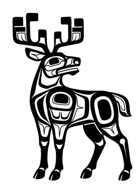 Black and white tribal deer tattoo design