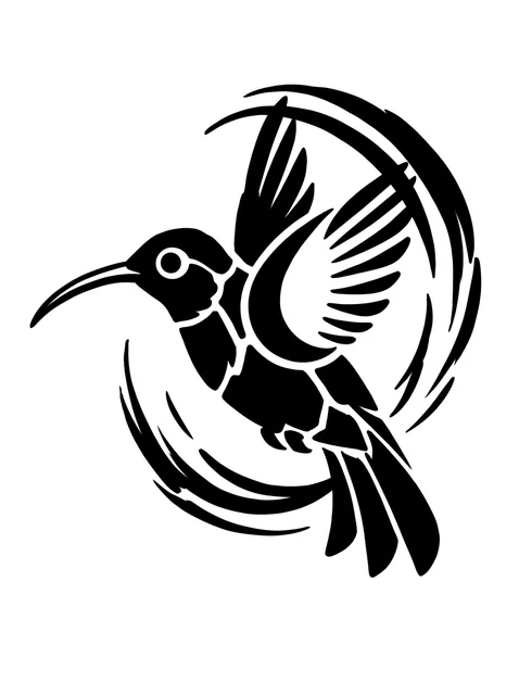 Black and white tribal hummingbird tattoo design